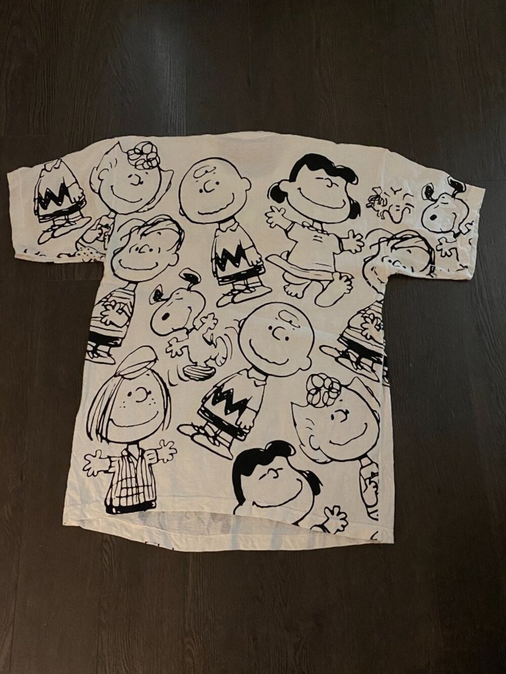 VINTAGE PEANUTS SNOOPY NOVEL TEEZ ALL OVER PRINT AOP TSHIRT ONE SIZE PREOWNED - Picture 7 of 11